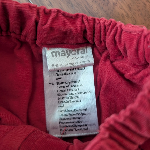 Mayoral Bright Red Corduroy Infant Pants - Picture 6 of 6